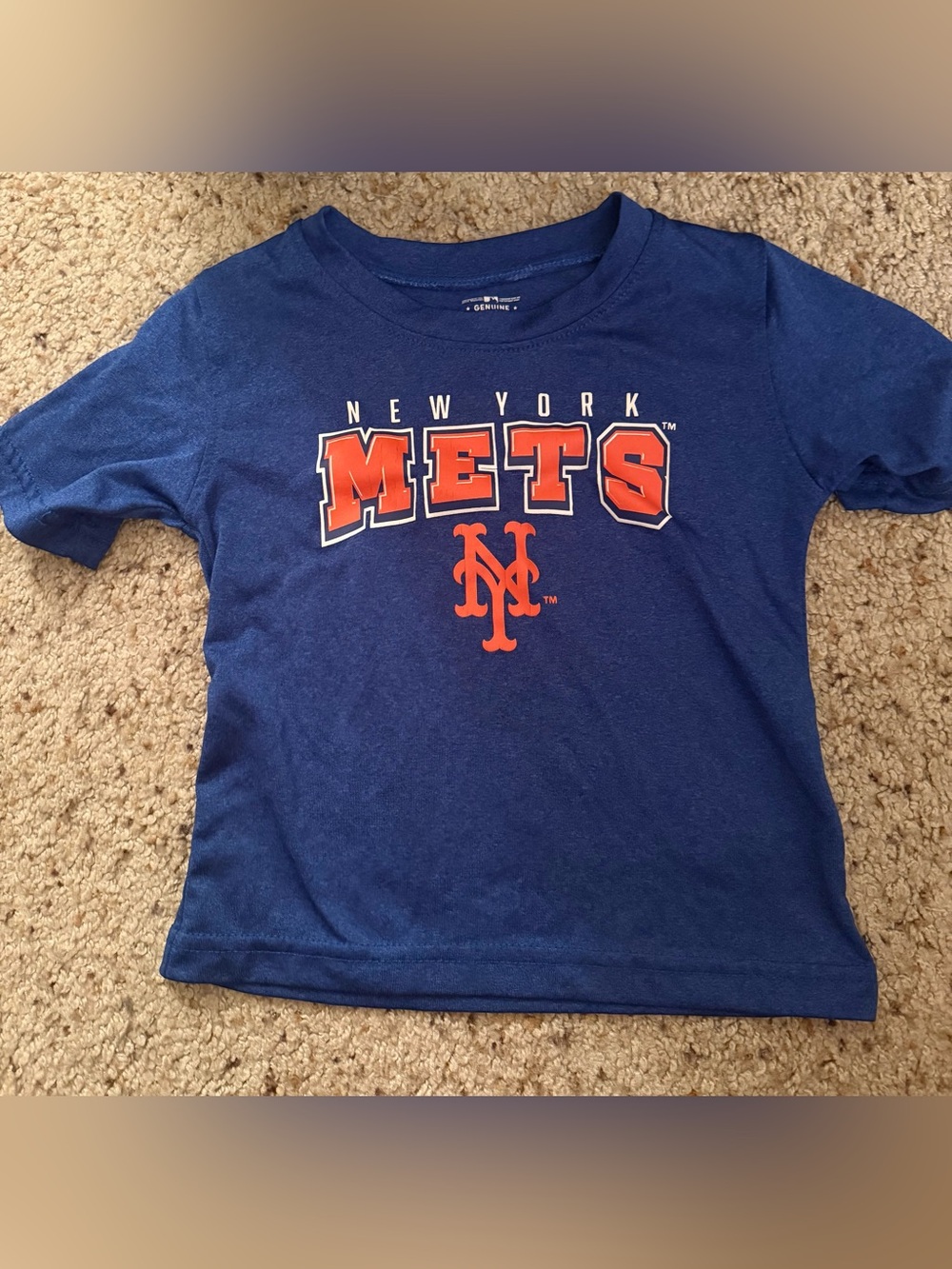Genuine Merchandise Blue New York Mets Kids Short Sleeve Tee with Orange Logo